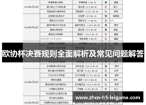 欧协杯决赛规则全面解析及常见问题解答